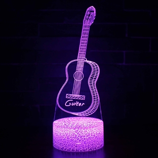 Guitar 3D natlampe med fjernbetjening